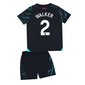 Manchester City Kyle Walker #2 Tredjeställ Barn 2023-24 Kortärmad (+ Korta byxor)